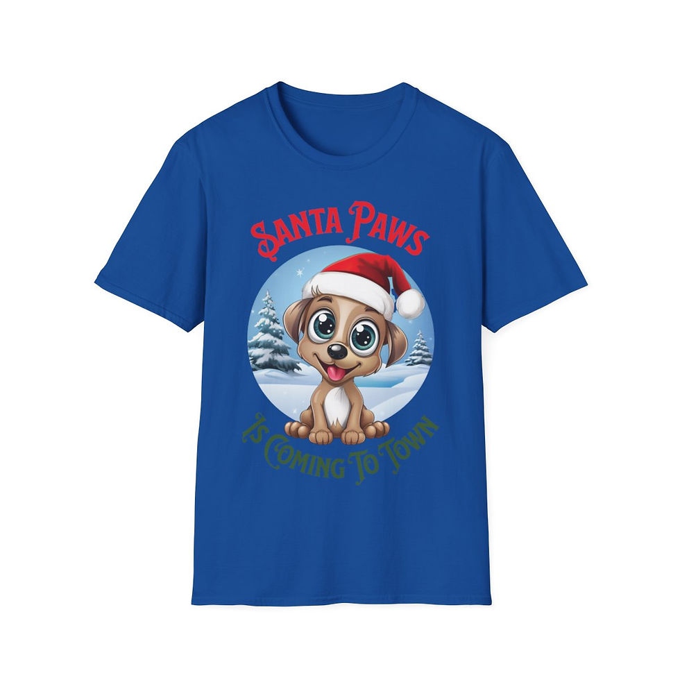 Thumbnail: Unisex Softstyle T-Shirt - Santa Paws Is Coming To Town