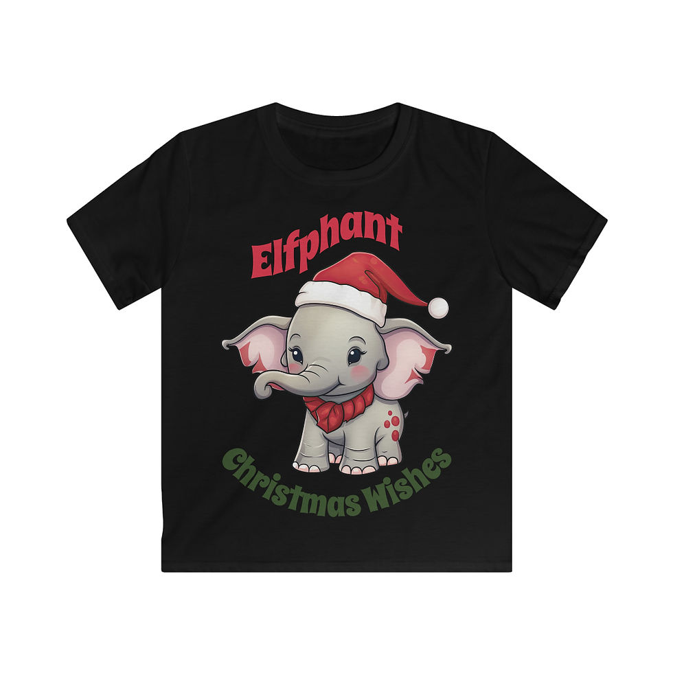 Thumbnail: Kids Softstyle Tee - Elfphant Christmas Wishes