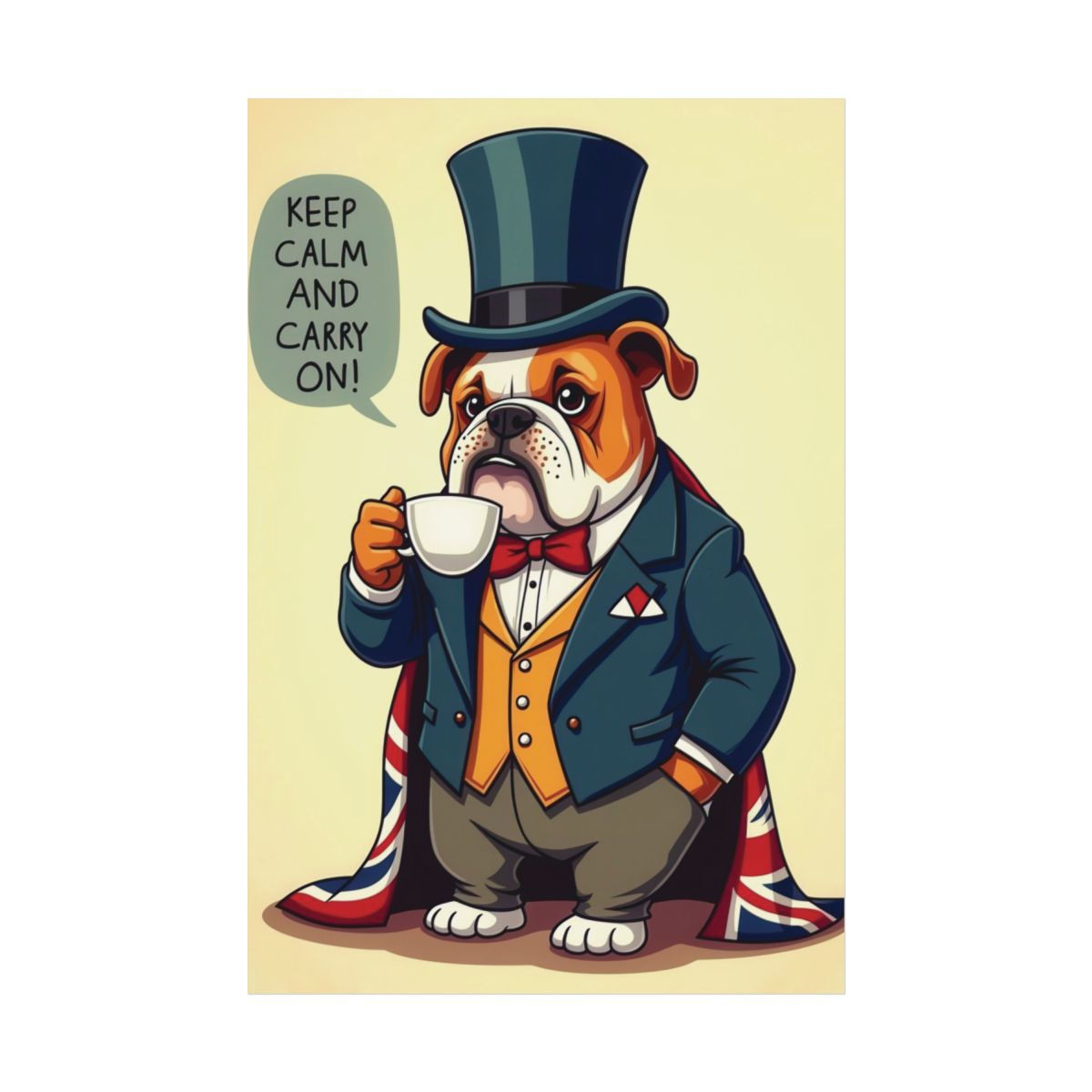 Rolled Poster of a British Bulldog Saying "Keep Calm and Carry On!"
