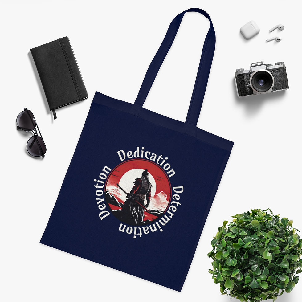 Thumbnail: Cotton Tote - Dedication. Determination. Devotion.
