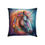 Thumbnail: 18" x 18" Square Pillow with a Vibrant Colourful AI Print of a Unicorn