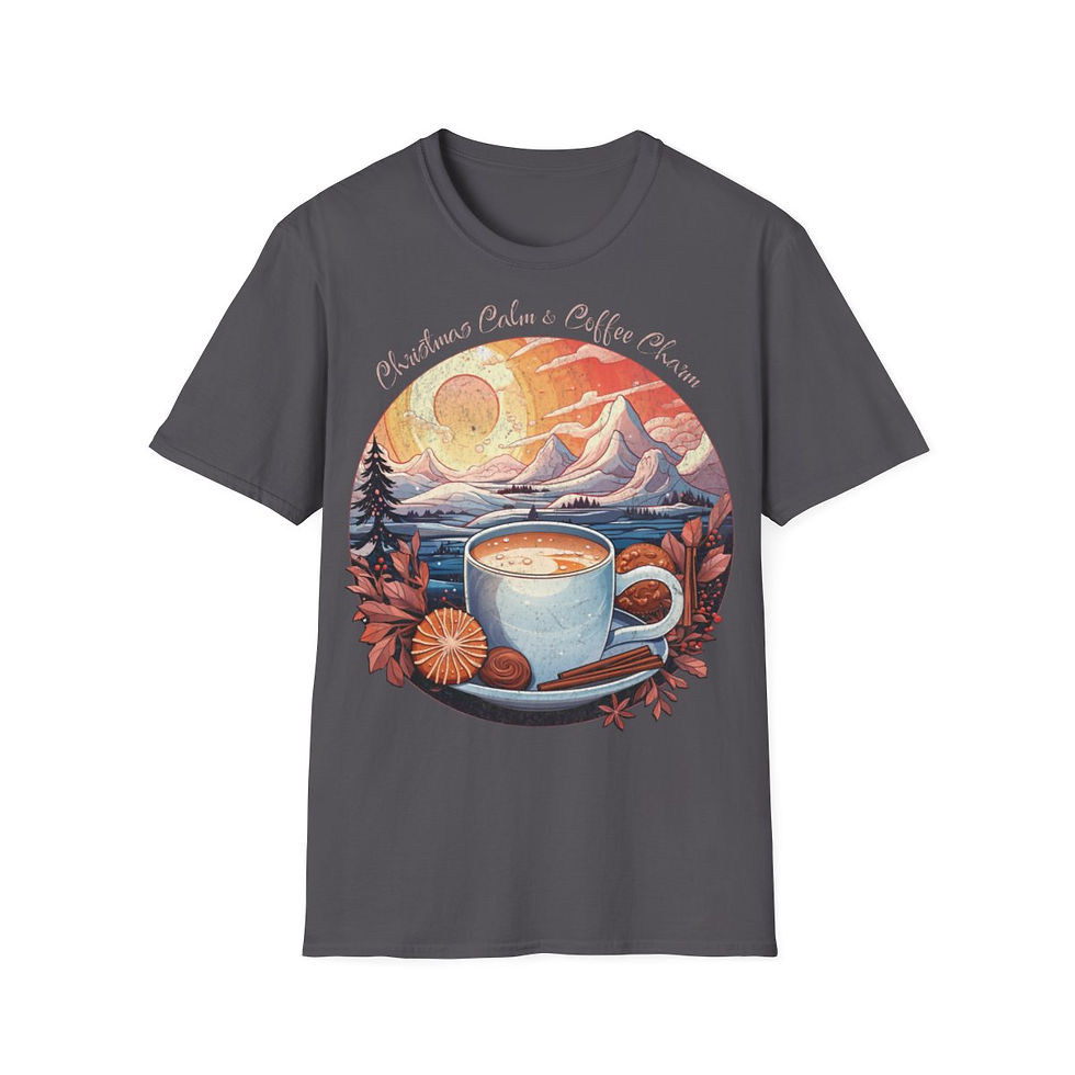 Thumbnail: Unisex Softstyle T-Shirt - Christmas Calm & Coffee Charm