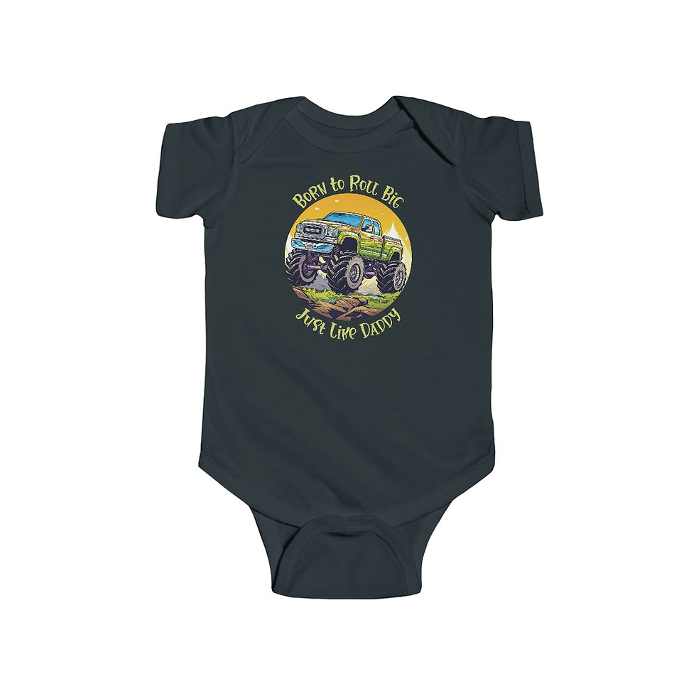 Thumbnail: Infant Boy's Fine Jersey Bodysuit - Born To Roll Big, Just Like Daddy