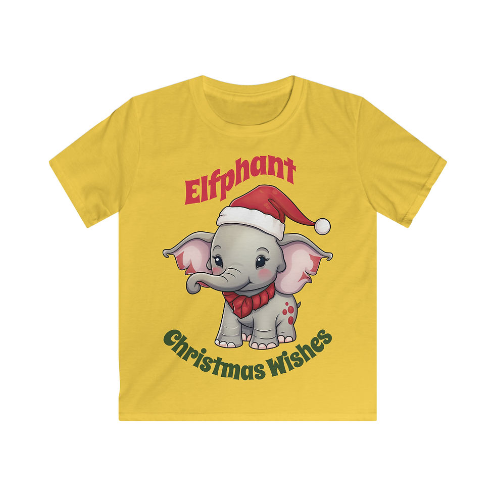 Thumbnail: Kids Softstyle Tee - Elfphant Christmas Wishes