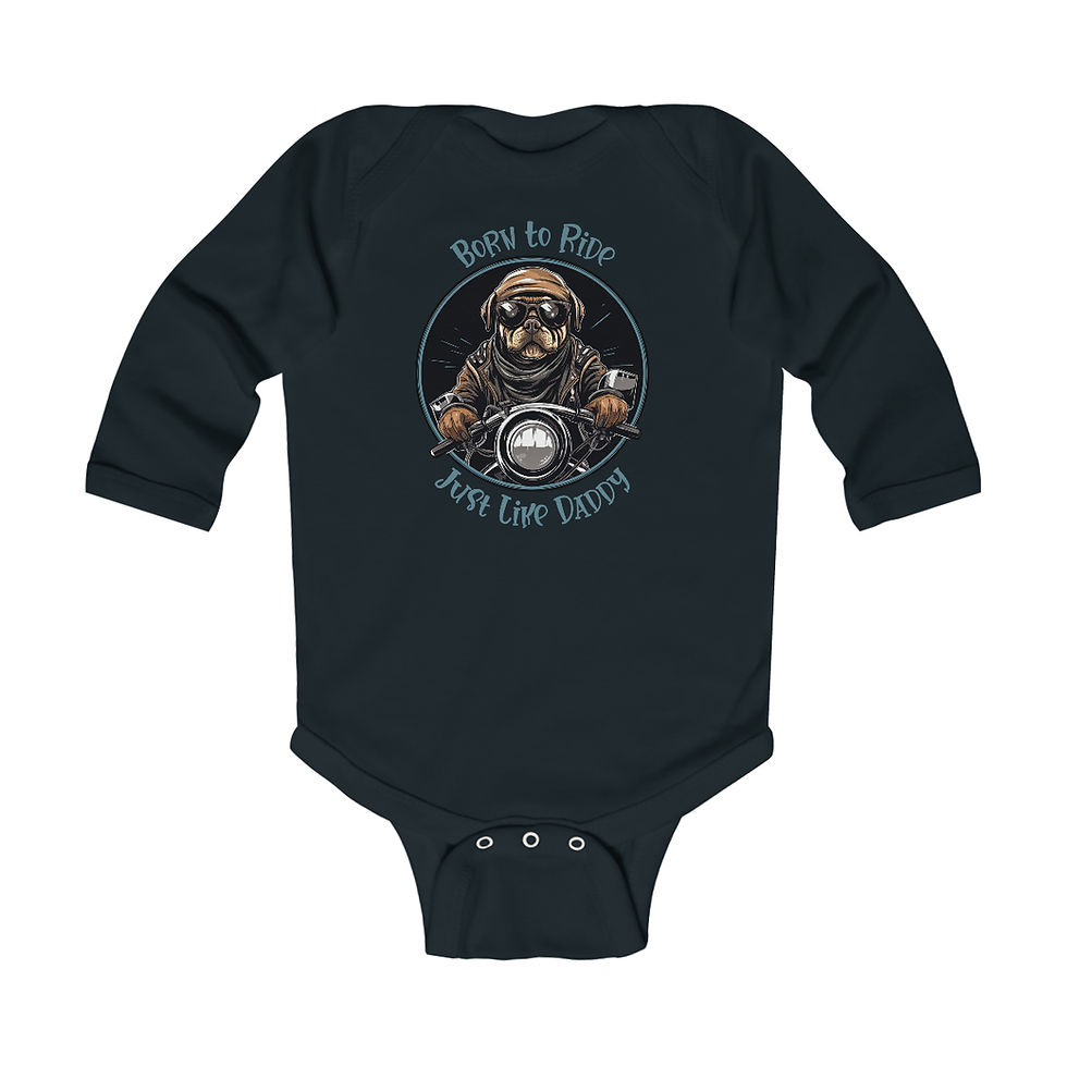 Thumbnail: Infant Long Sleeve Bodysuit - Born To Ride, Just Like Daddy