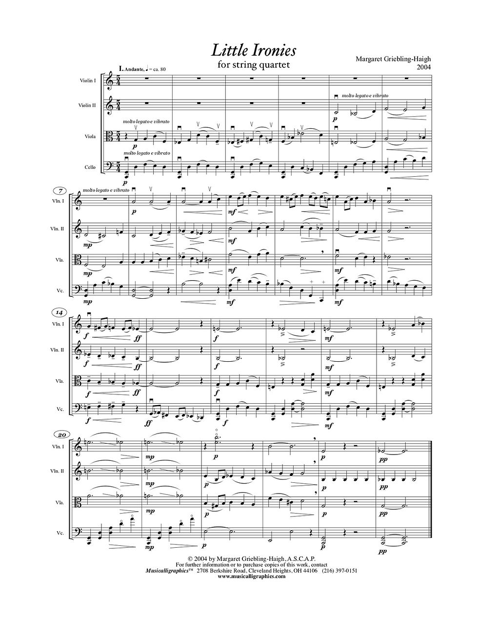 Little Ironies for string quartet