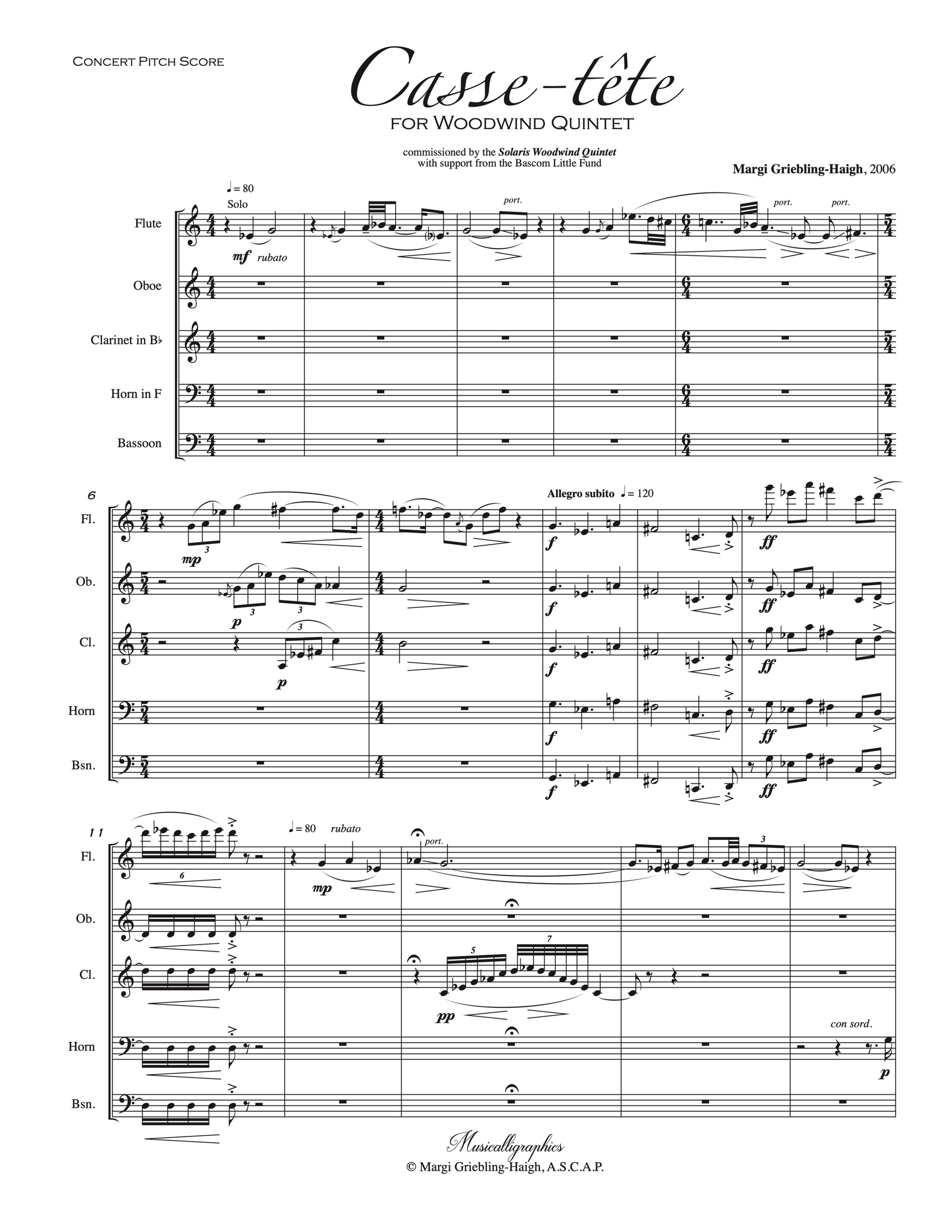 Casse-tête (flute, oboe, clarinet, bassoon, horn)