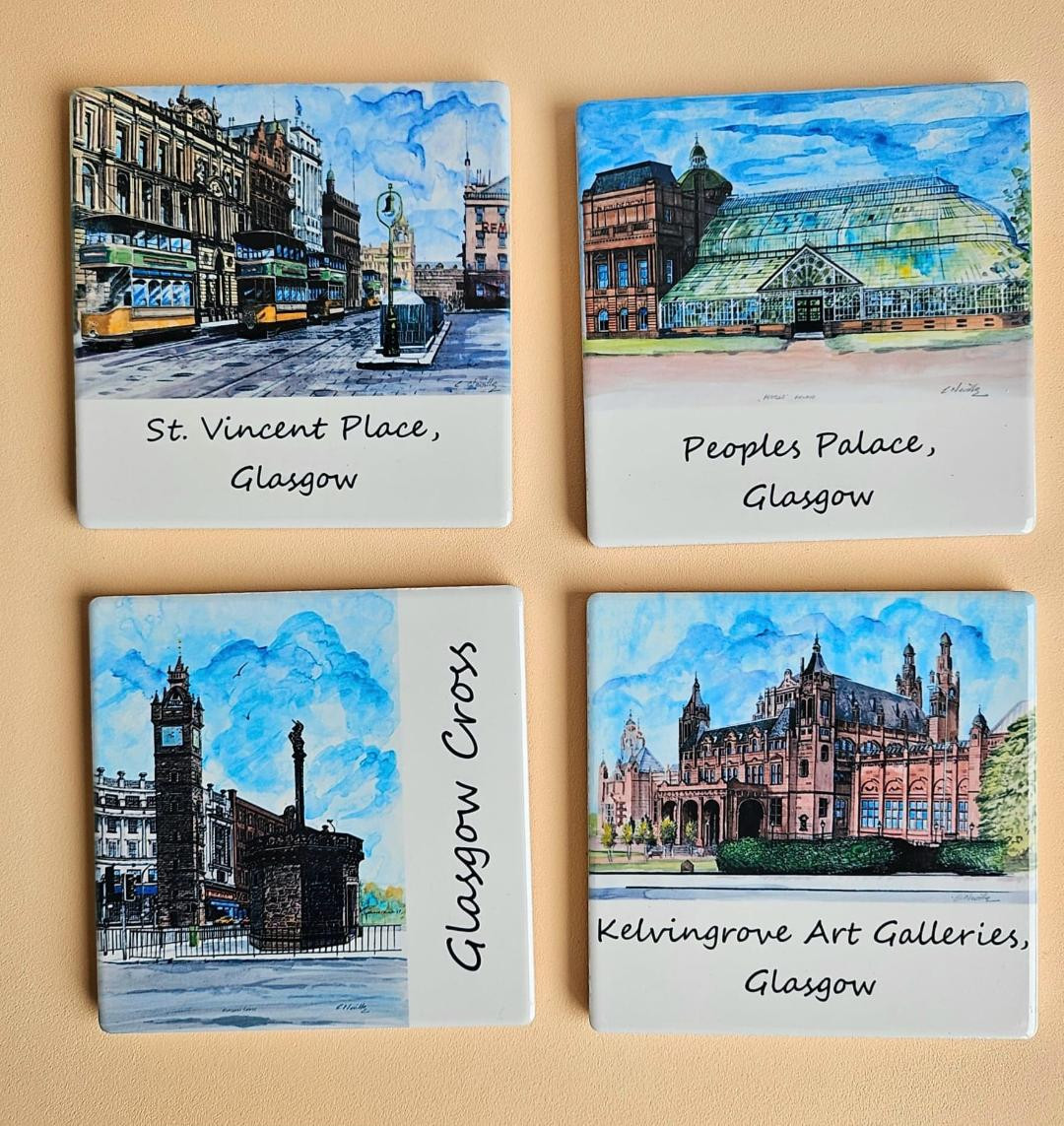 Ceramic Coasters of Glasgow Set of 4
