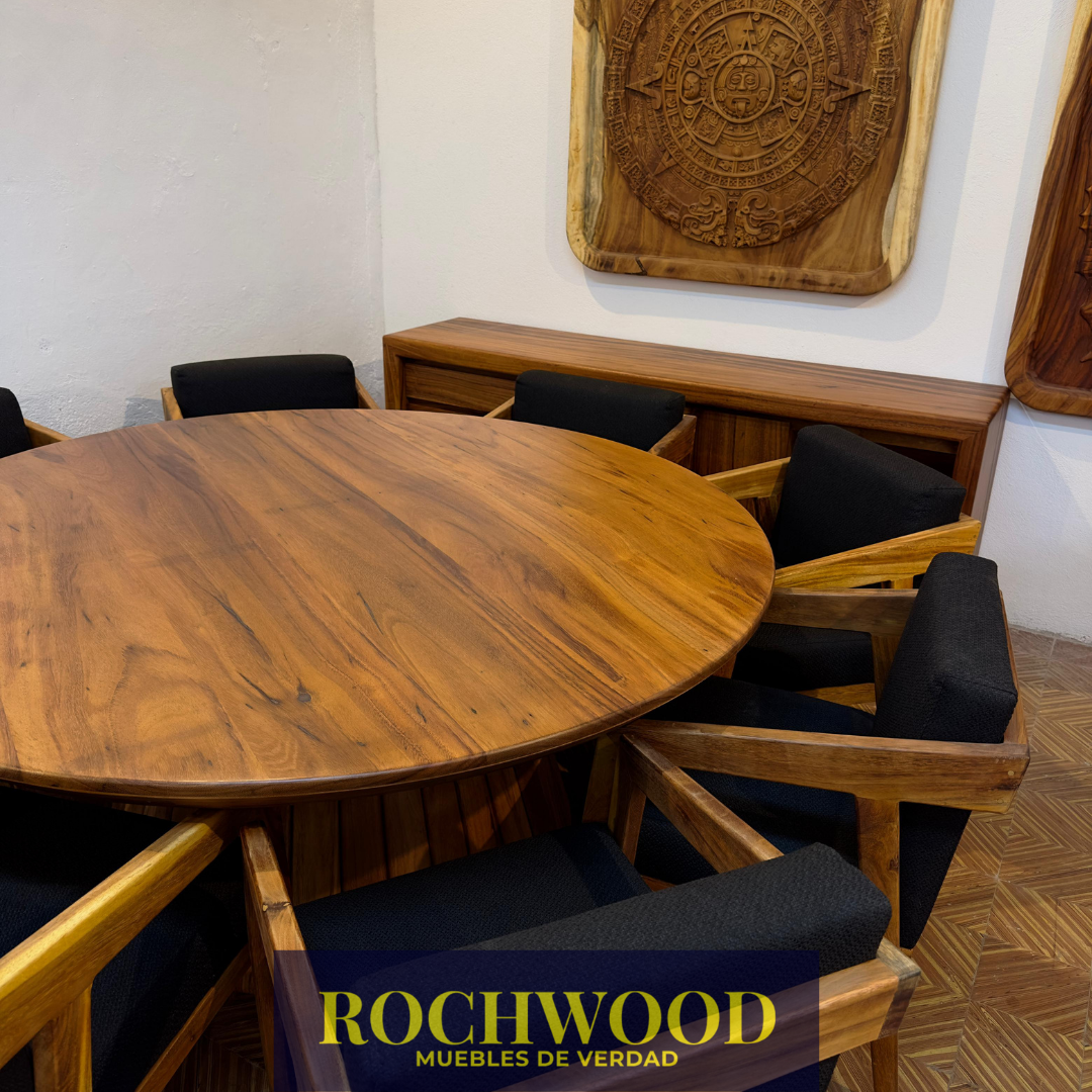 MESA DE PAROTA CIRCULAR CONICA CON BASE DE MADERA