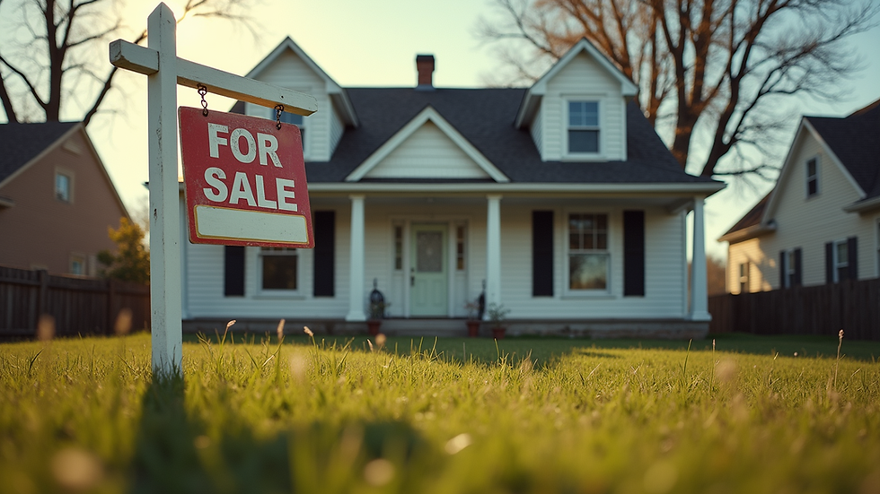 Eye-level view of a charming old house with a "For Sale" sign in the yard