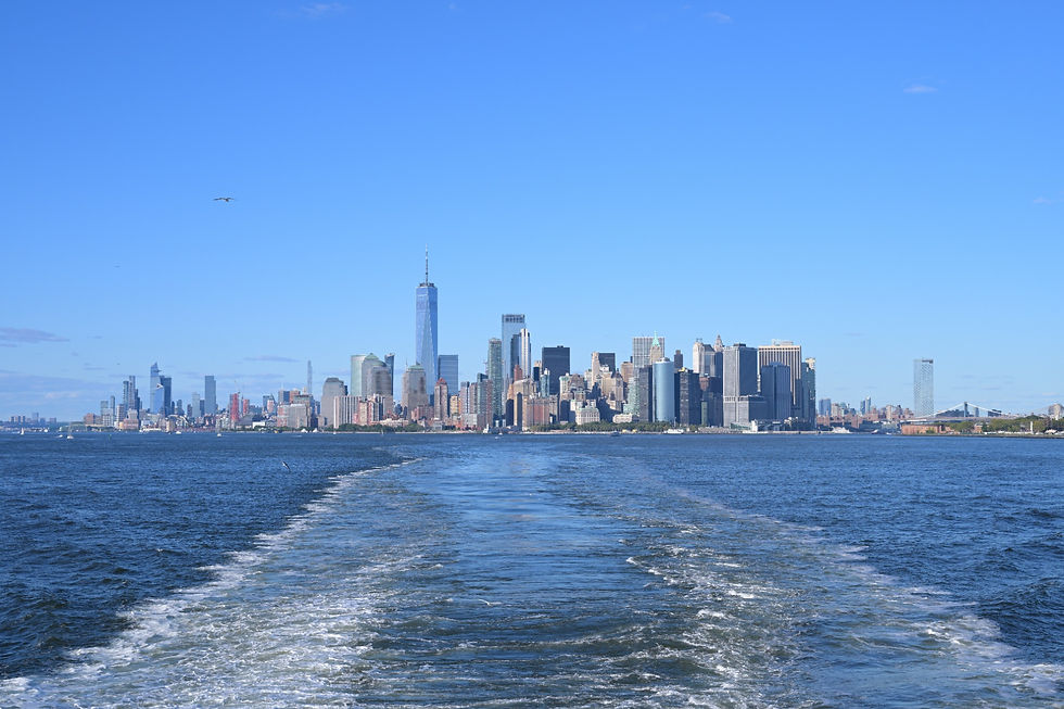 Lower Manhattan skyline seen from the Staten Island Ferry in August 2025