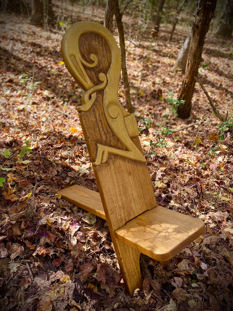 Thumbnail: XL 48" Urnes Style Golden Viking/Slab Chair