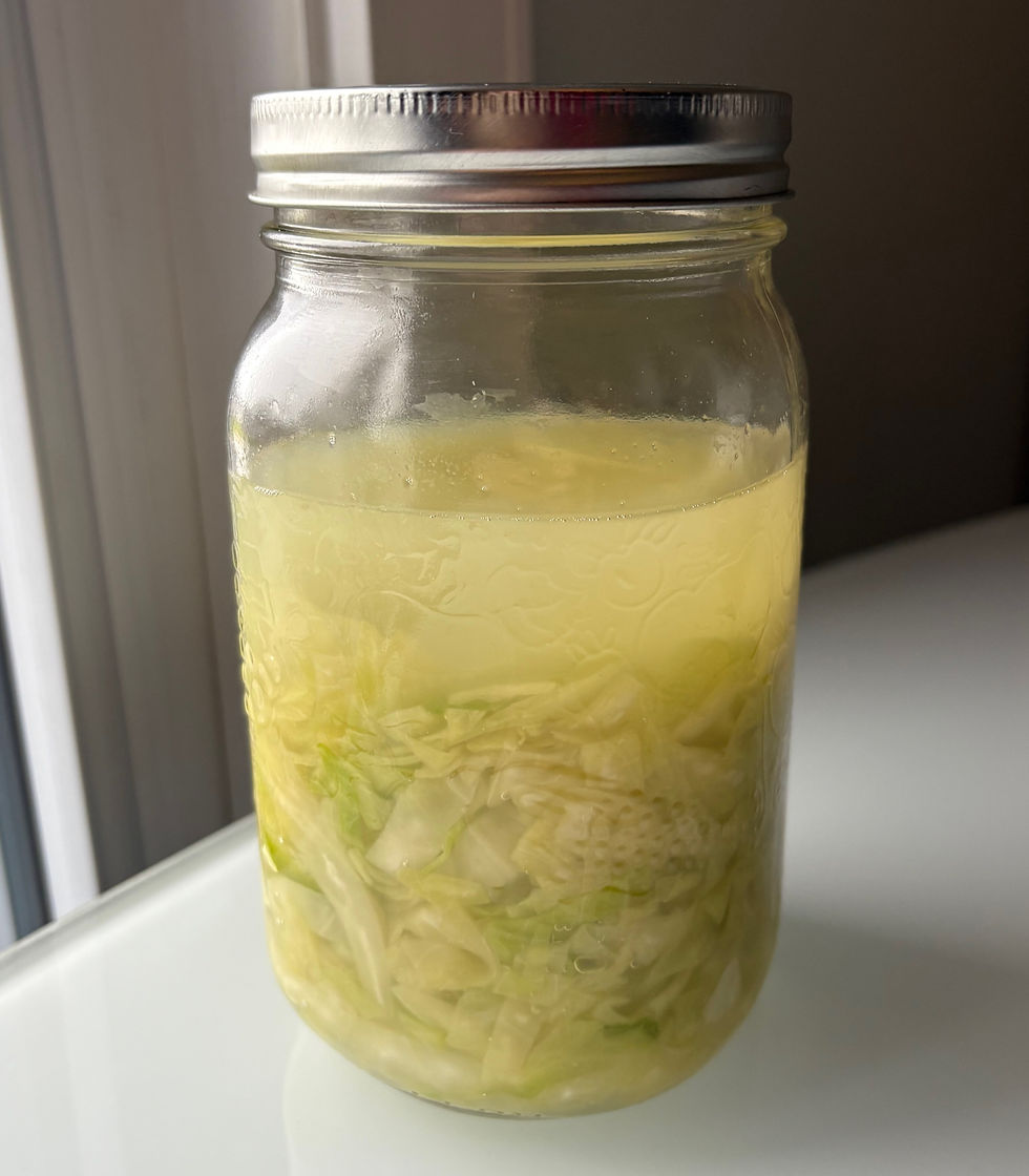 Sauerkraut in a mason jar.
