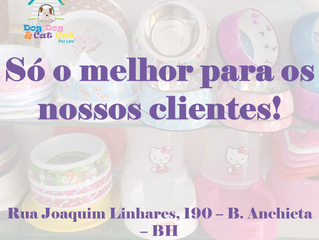 Ração, petiscos, ossinhos, comedouros...