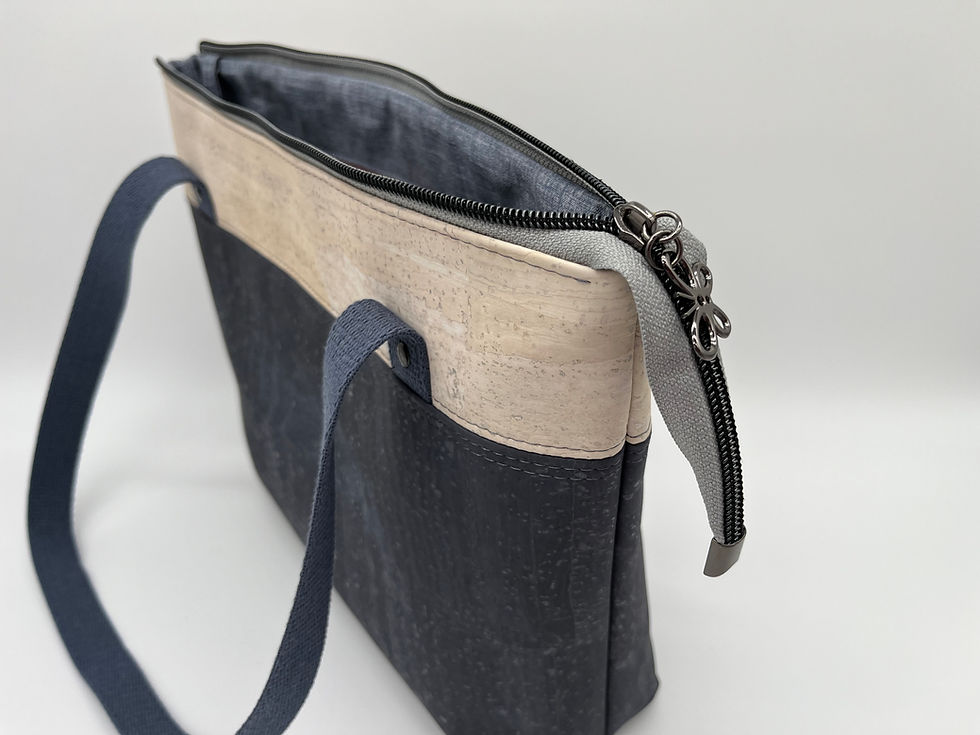 Side view showing zipper end