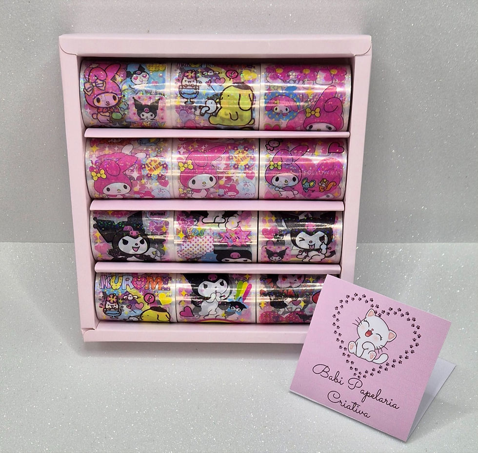 Kit com 2 Whashi Tape Sanrio - My Melody e Kuromi