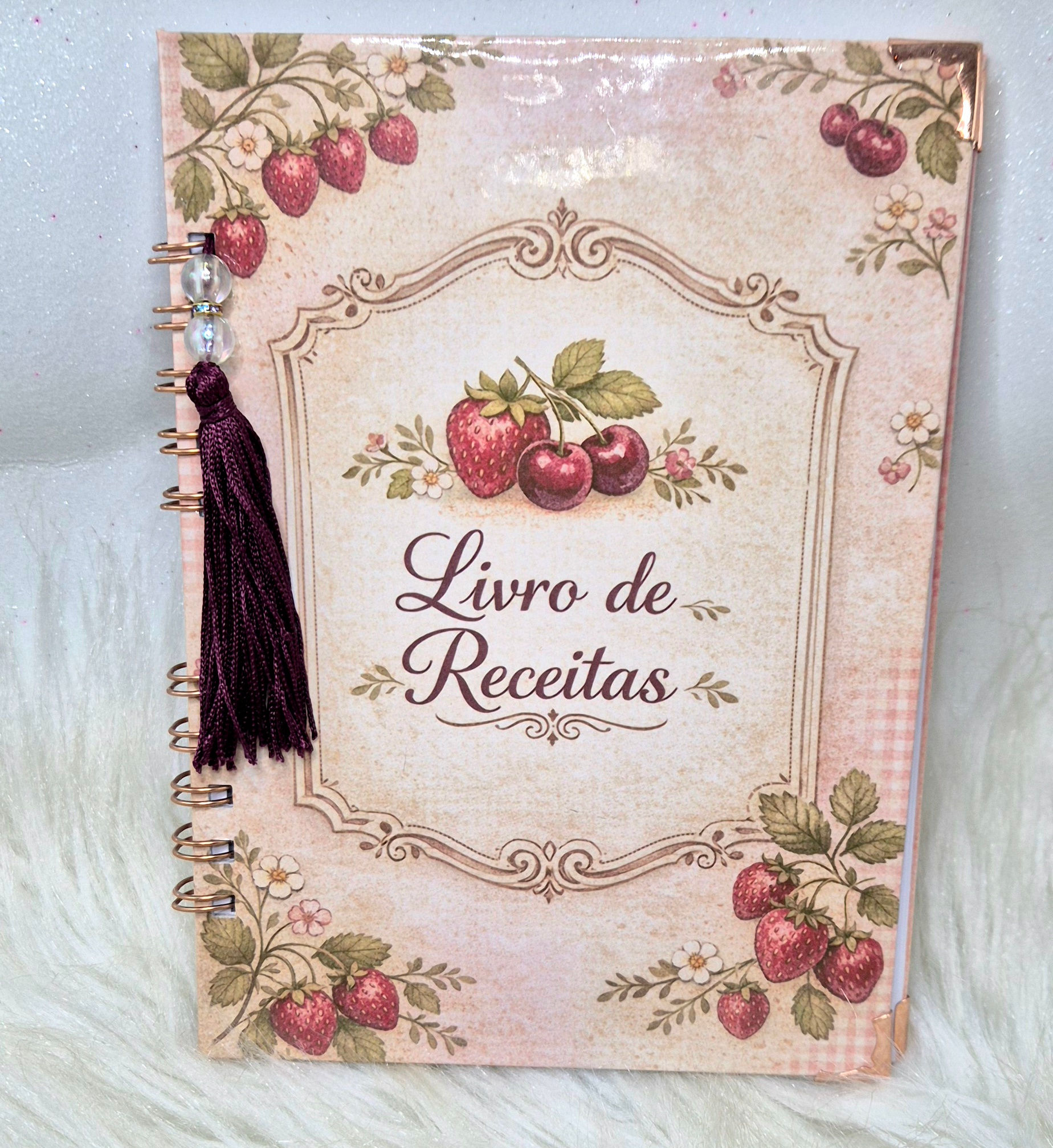 Livro de Receitas Premium Luxo | Estilo Vintage - Morango