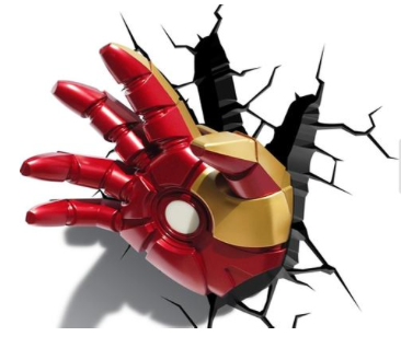 LÁMPARA DECORATIVA PARED 3D LIGHT IRON MAN MANO MARVEL-ROJO