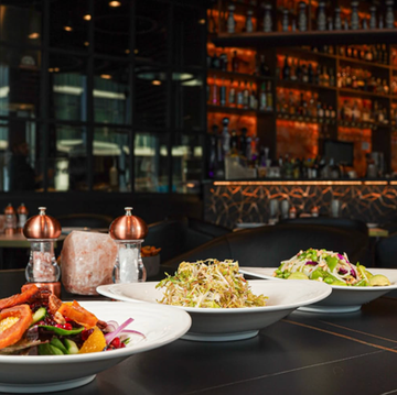 Gourmet food selection on a bar top at Top Picks.
