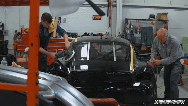 polishing a fender at Bodymotion