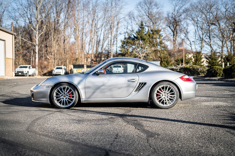 Thumbnail: side view of silver 2008 Porsche Cayman S 6 Speed Manual Transmission