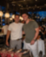 Emilio Duran and Joe Boscia posed at their 2024 season opener in the Gabriella's outdoor patio.