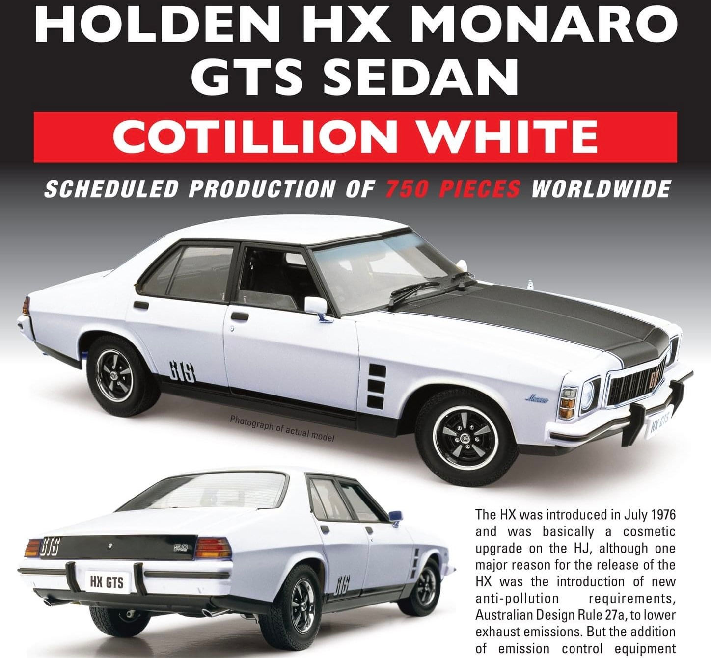 Holden HX Gts Monaro, Cotillion White 1/18