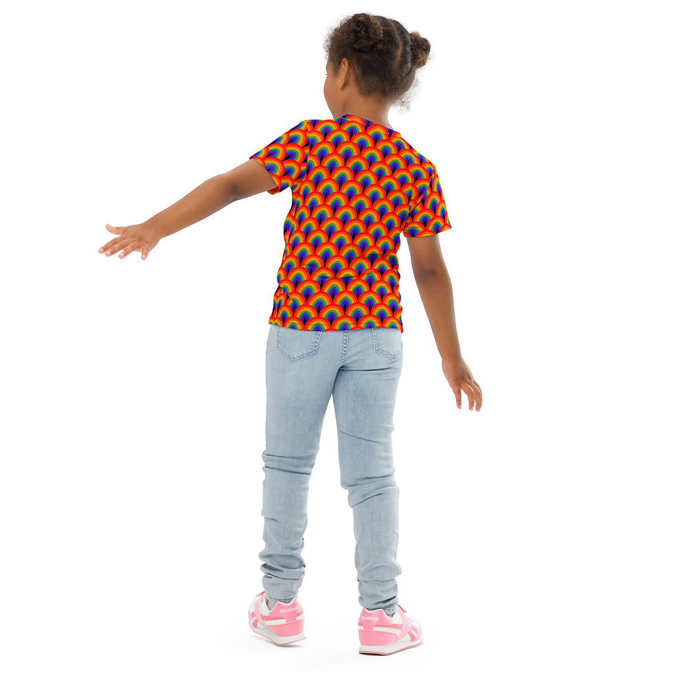 Thumbnail: Vibrant Horizon Rainbow Kids Crew Neck T-Shirt
