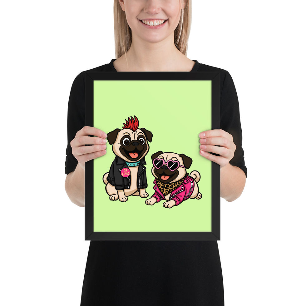 Thumbnail: Punk Pugs 11”x14” Framed Digital Print
