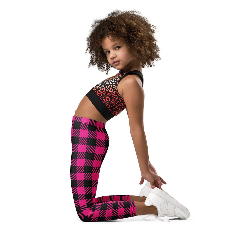 Thumbnail: Hot Pink Buffalo Plaid Kid's Leggings