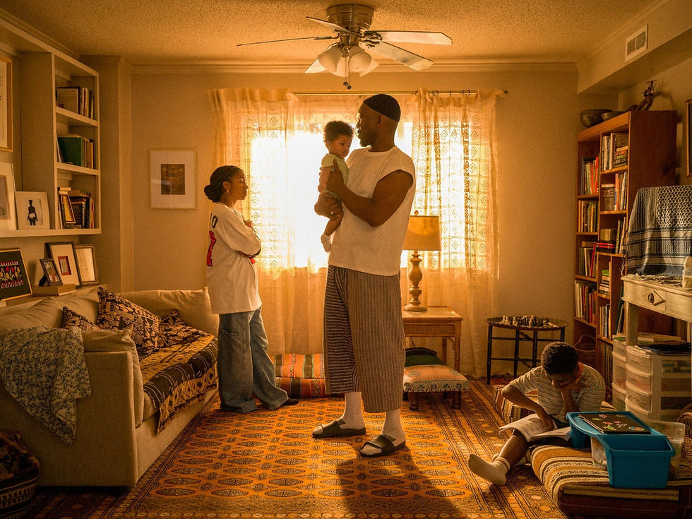 (L to R) Adia as Fatiha, Mahershala Ali as Latif and Jahleel Kamara as Qadir in YOUR MOTHER YOUR MOTHER YOUR MOTHER, from Amazon MGM Studios. Photo Credit: Jaclyn Martinez