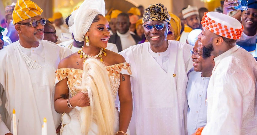 Traditional Wedding photos-Lagos State Governor, and Lagos State Governor, Sanwo-Olu, Dapo Abiodun, Congratulate Davido, Chioma in Lagos- | Image: Punch News Paper, Nigeria