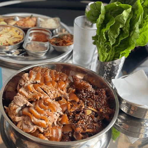 Think lettuce wraps with tender pork feet, marinated to perfection.