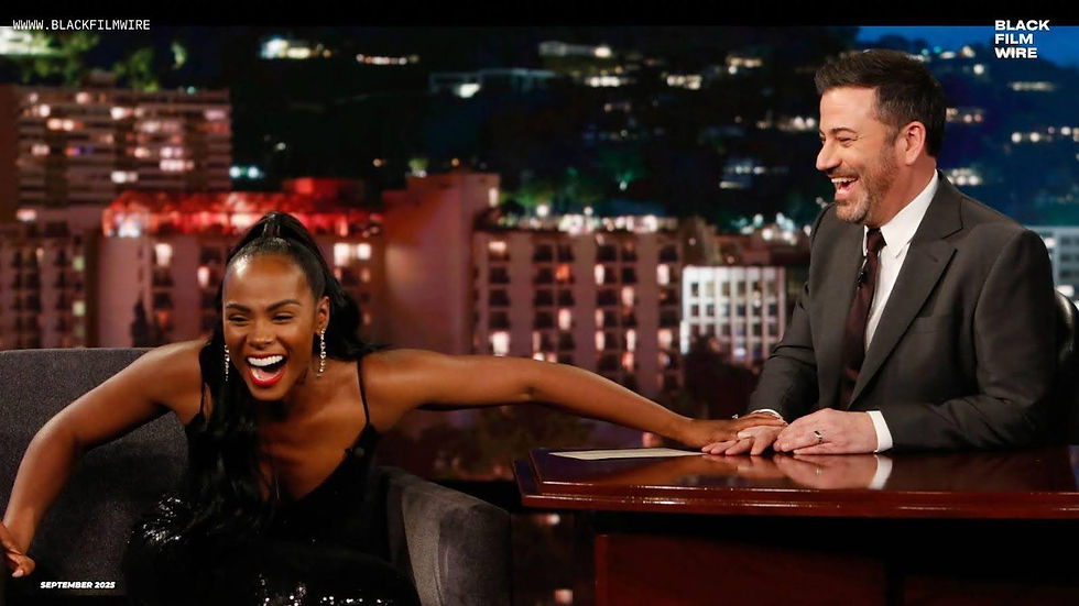 Tika Sumpter with Jimmy Kimmel