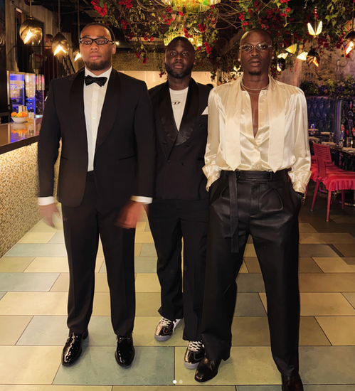 [From L to R, Bnxn, Bolaji Kareem, and Afrobeats star Fireboy DML at the Antonio Rüdiger Foundation