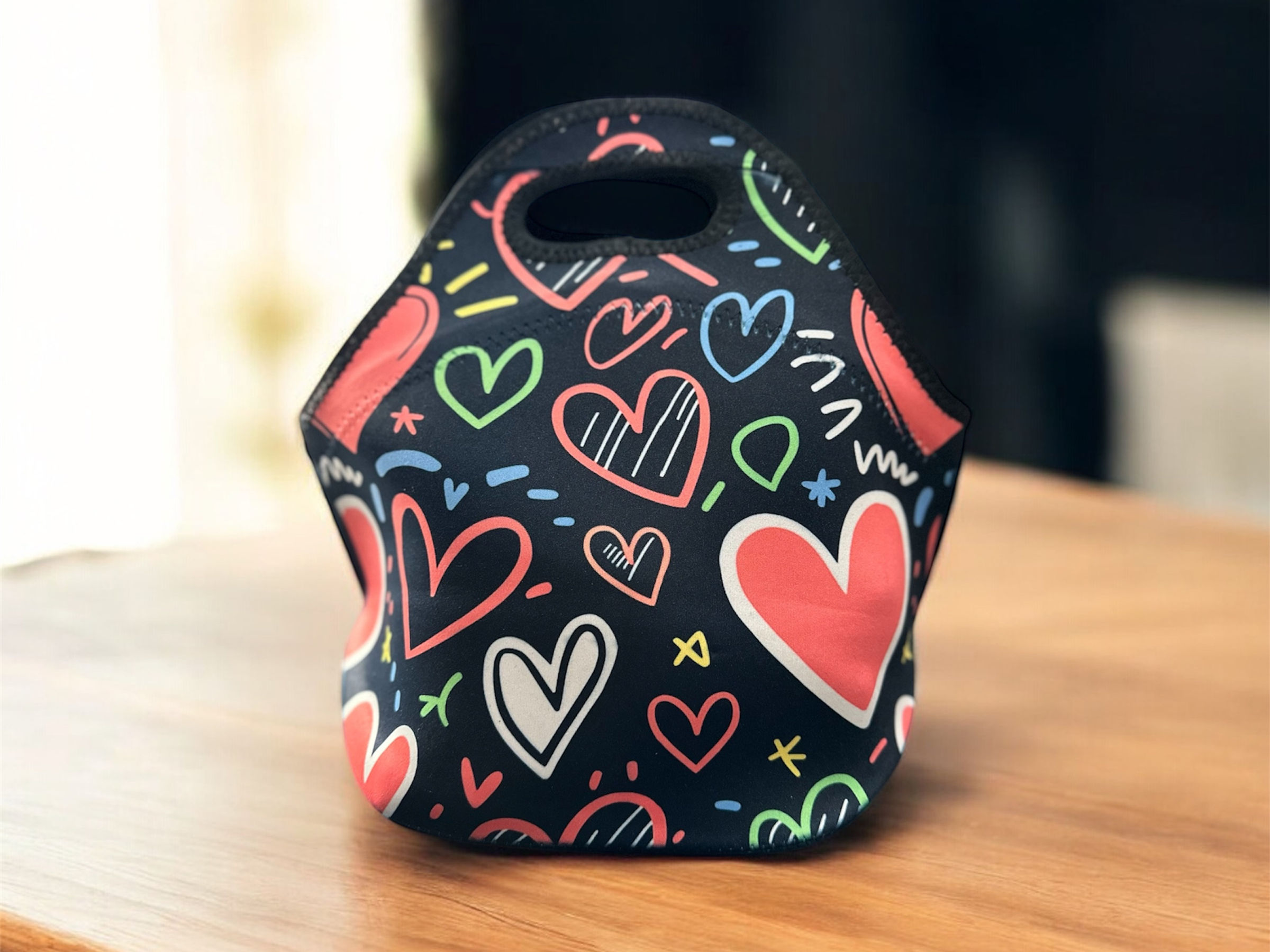 HEARTS - Neoprene Insulated Lunch Bag both sides