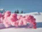 rosa Rauchwolke im Schnee, Menstruation, Flow