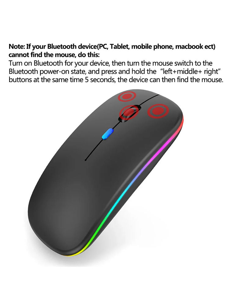 Thumbnail: Silent Bluetooth Mouse Marcaron Computer Laptop Optical Mouse Wireless for iPad 