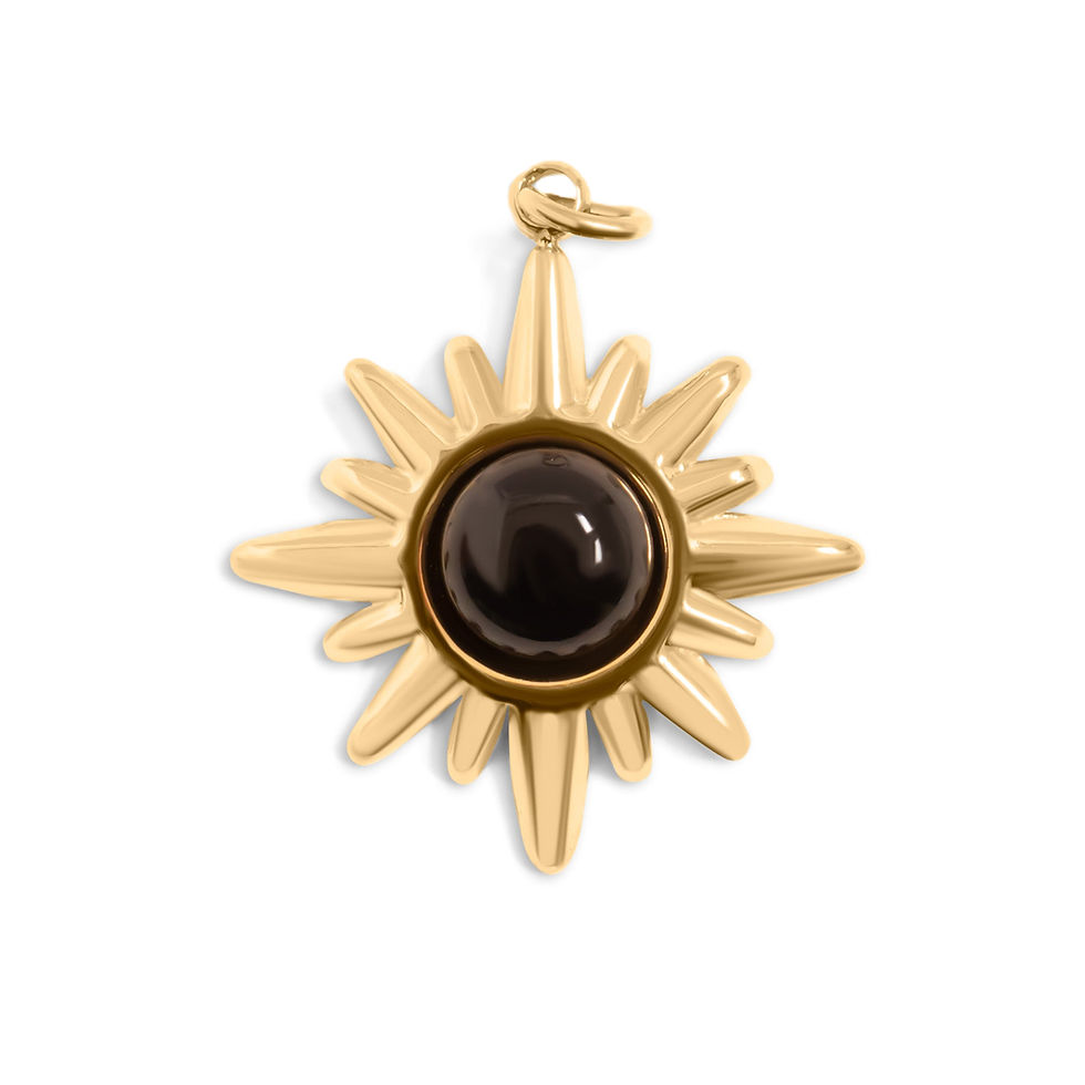 Black Stone Sunburst Charm shown in gold finish