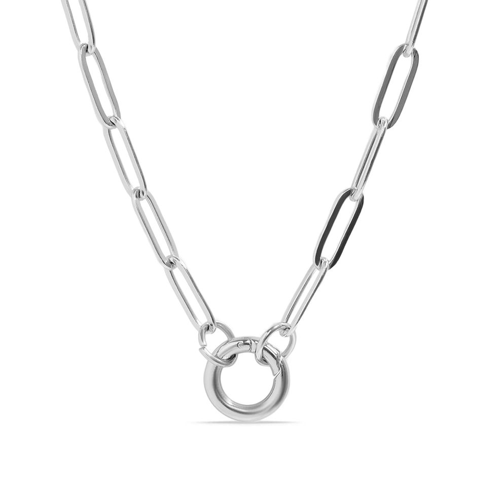 Paperclip Charm Keeper Necklace in Polished 316L Stainless Steel