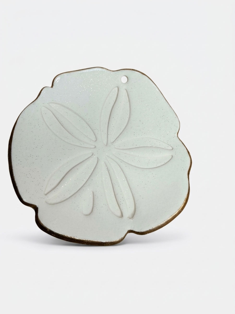 Sand Dollar Clay Trinket Dish - White Background