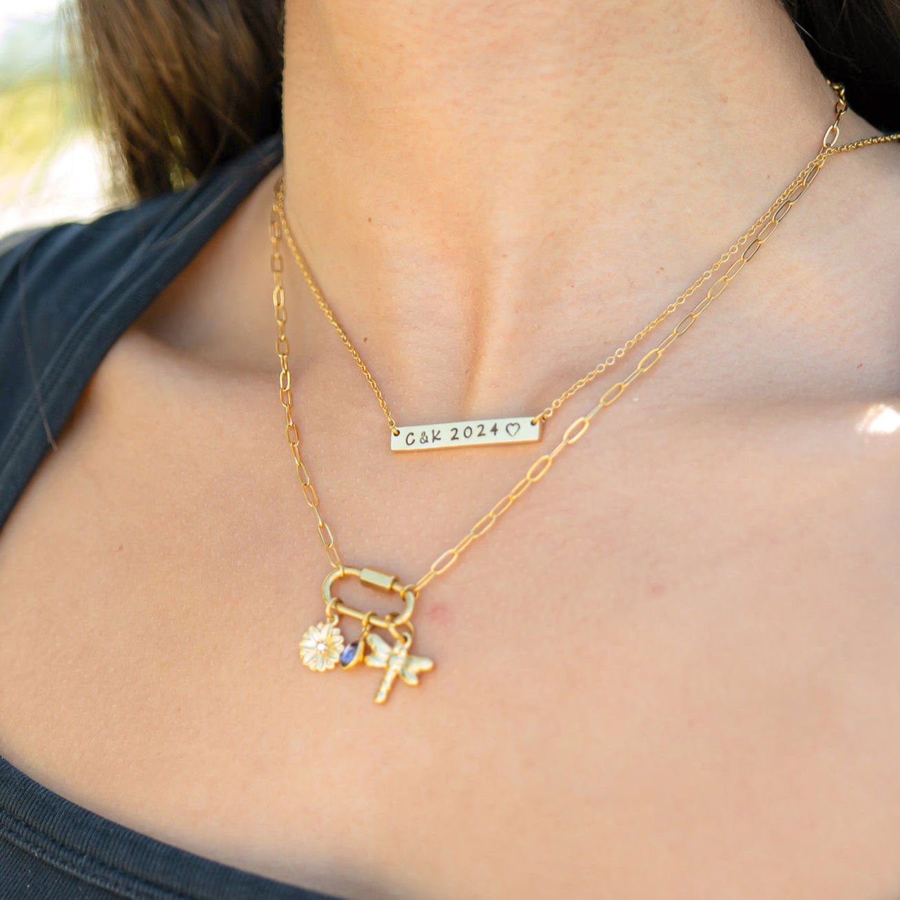 Custom engraved bar necklace for everyday wear
