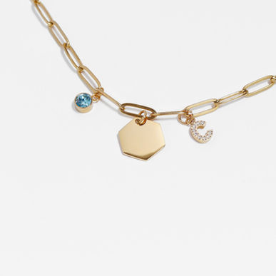 CZ Birthstone Charms (Small) shown on chain