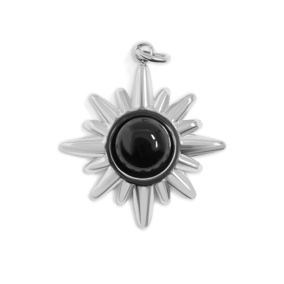 Black Stone Sunburst Charm shown in stainless finish