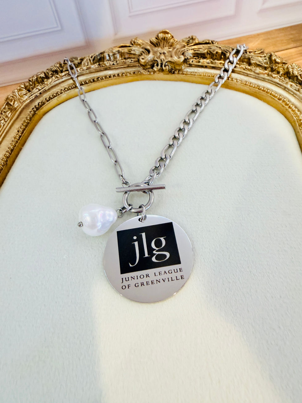 JLG Split Chain Toggle Statement Necklace shown in Polished Stainless Steel