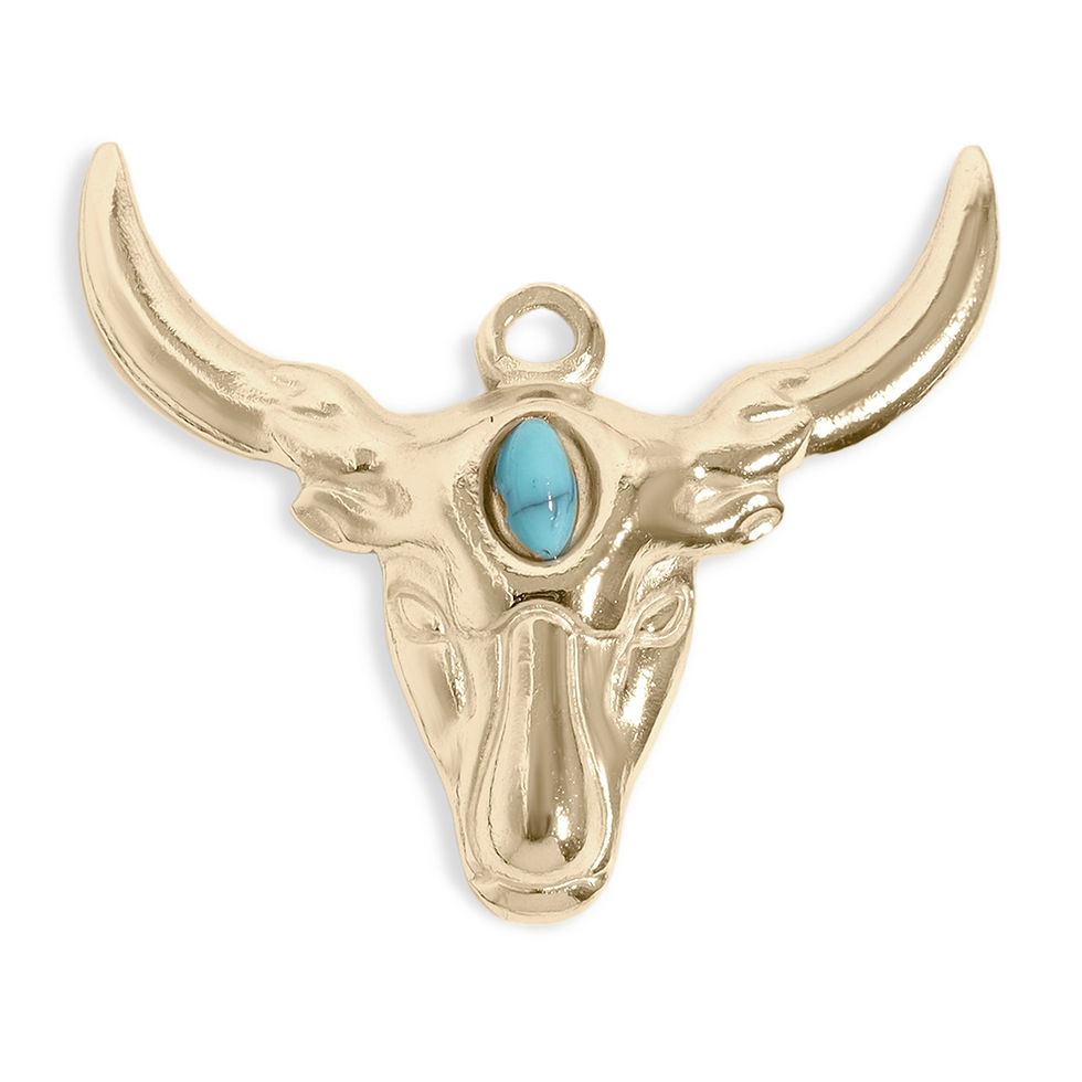 Longhorn Skull Charm shown in gold finish