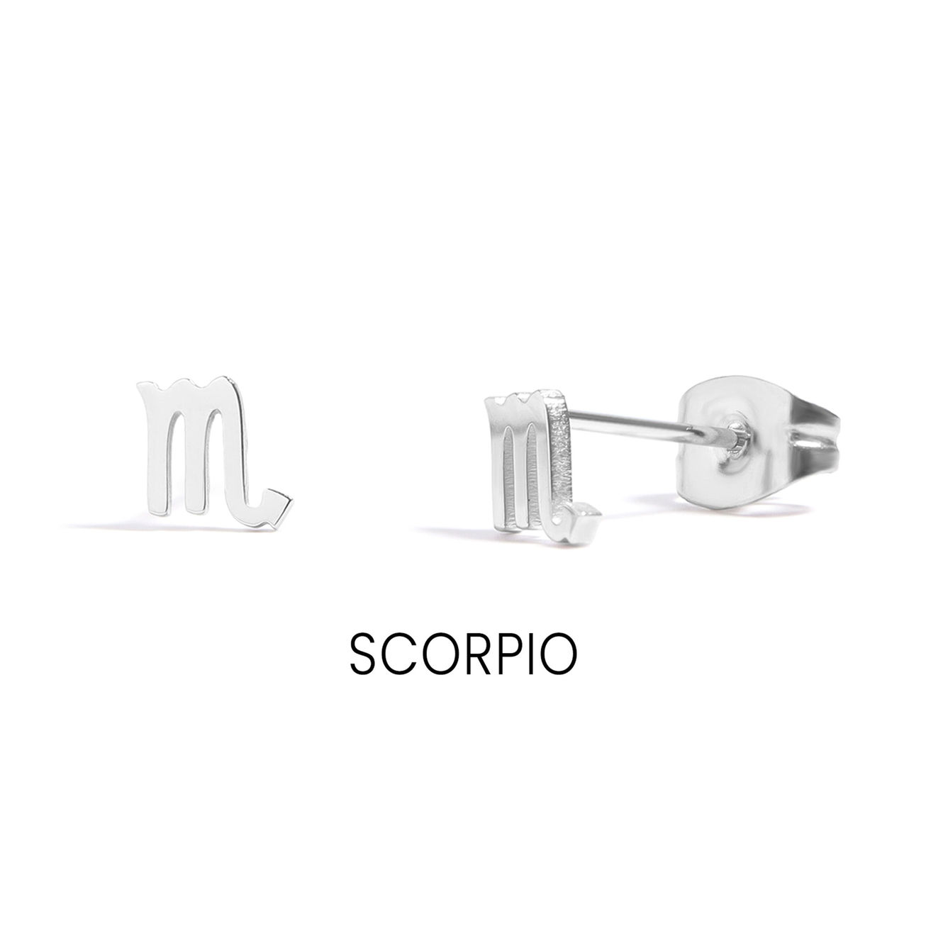 Silver Scorpio zodiac stud earrings