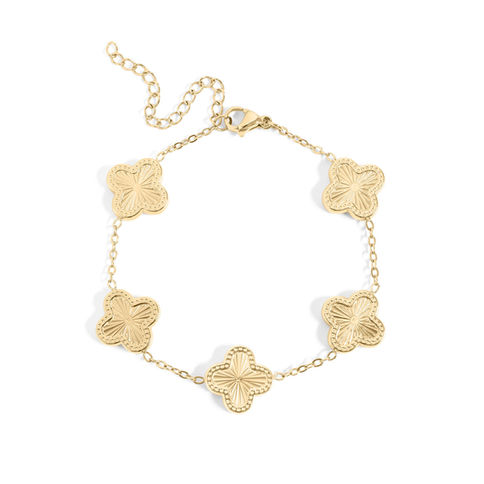 PVD Plated 18K Gold Lucky Clover Bracelet