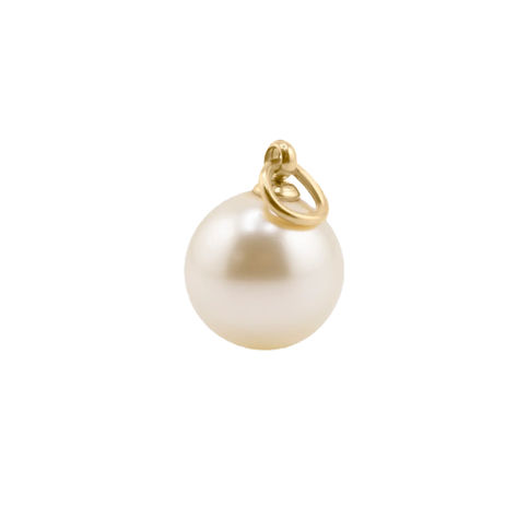18K Gold PVD Plated Classic Glass Pearl Charm - Front View