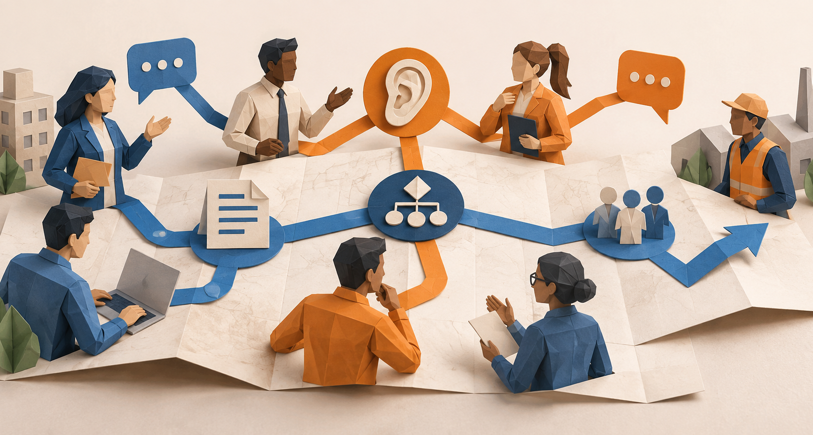 comunicación interna como una red que conecta escucha, mensajes, responsabilidades, públicos y decisiones